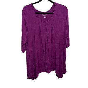 Roamans Womens Purple 3/4 Sleeve Plus Size 2X (26-28) Tunic Top